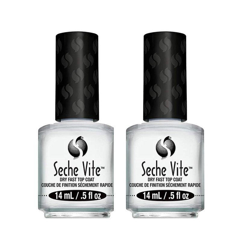 Seche Vite Dry Fast Top Coat | Quick-Drying Nail Polish Finish - 2 Pack, 0.5 fl oz