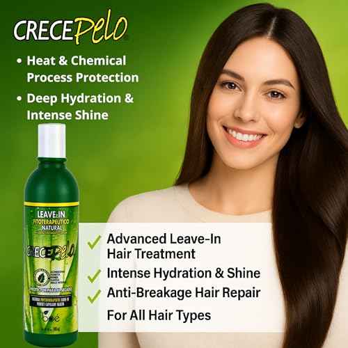 CrecePelo Natural Phytotherapeutic Leave-In Cream 12.5 oz ? Heat & Chemical Protection ? Intense Hydration & Shine ? Anti-Breakage Hair Repair for All Hair Types