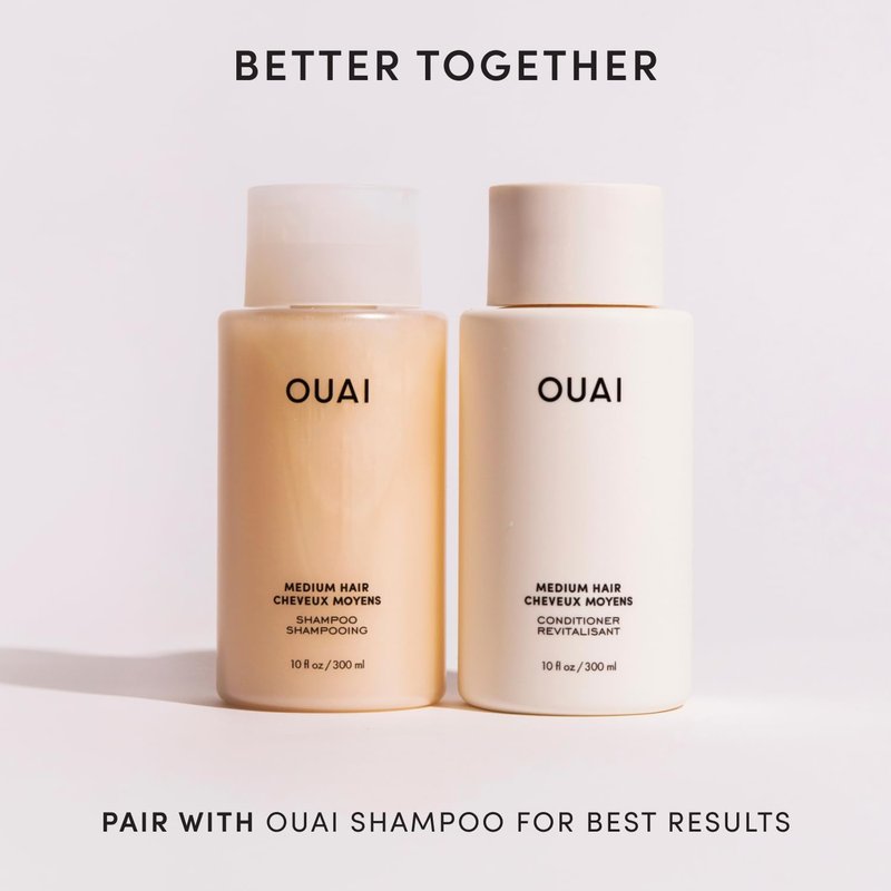 OUAI Medium Conditioner - Hydrating Hair Conditioner with Coconut Oil, Babassu Oil, and Keratin - Strengthens, Repairs and Adds Shine - Paraben and Phthalate Free Hair Care Products (10 Oz)