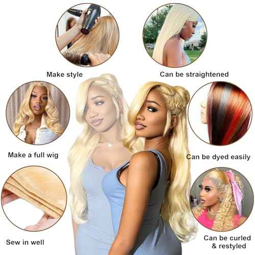613 Blonde Bundles Human Hair Body Wave 16 18 20 inch 100% Unprocessed Virgin Human Hair Extensions 12A Quick Weave Human Hair Bundles Double Weft
