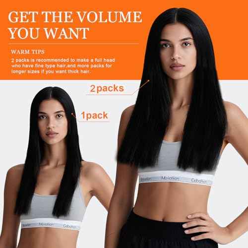 Clip in Hair Extensions Real Human Hair, Invisible Seamless Straight Remy Human Hair Extensions Clip ins for Women (1B Natural Black, 22'')