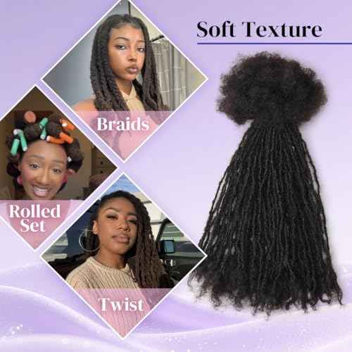 Sisterlocks Locs Extesnions Human Hair 0.2cm Thickness Micro Curly Tips, Full Handmade Interlocking Permanent Soft Dreadlock Extensions Natural Looking Locs (1B# 0.2cm, 10 Inch 70 Strands)