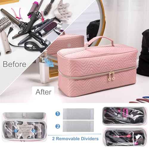Hair Tools Travel Case with Black Hair Dryer Bag, Large Hair Tools Travel Carrying Case for Shark FlexStyle/SmoothStyle - Hair Air Wrap Dryer Storage Case Flat Curling Iron Travel Organizer