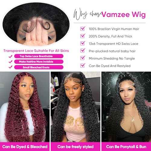 30 Inch Deep Wave Lace Front Wigs Human Hair 210 Density 13x6 HD Lace Front Wigs Pre Plucked Brazilian Curly Human Hair Wig Glueless Frontal Wigs For Black Women