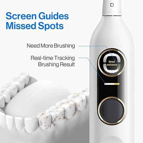 usmile Y10 PRO Rechargeable Electric Toothbrush with Smart Display, Missed Spot Detection, Pressure Sensor, 180-Day Battery Life, IPX8 Waterproof, Travel-Friendly with 2 Brush Heads