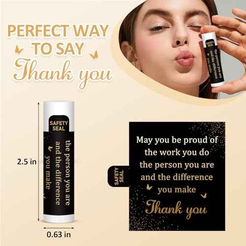 DMSKY Thank You Gift Lip Balm Bulk 60 Pcs, Inspirational Appreciation Gift for Employee Teacher Coworkers Nurse Volunteer Staff, Thank You Gifts for Woman Man