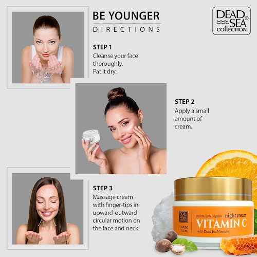 Dead Sea Collection Night Cream for Face with Vitamin C, Dead Sea Minerals, and Vitamin E ? Anti Aging Nourishing Skin Care Moisturizer to Reduce Wrinkles (1.69 fl. oz)