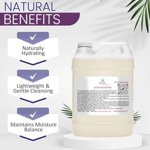 Cocojojo Coco Glucoside Natural Surfactant - Surfactants for Soap Making DIY Shower Gel, Skin Care, Body and Face Wash, Plant Derived, Natural - 1 Gallon (Pack of 1)