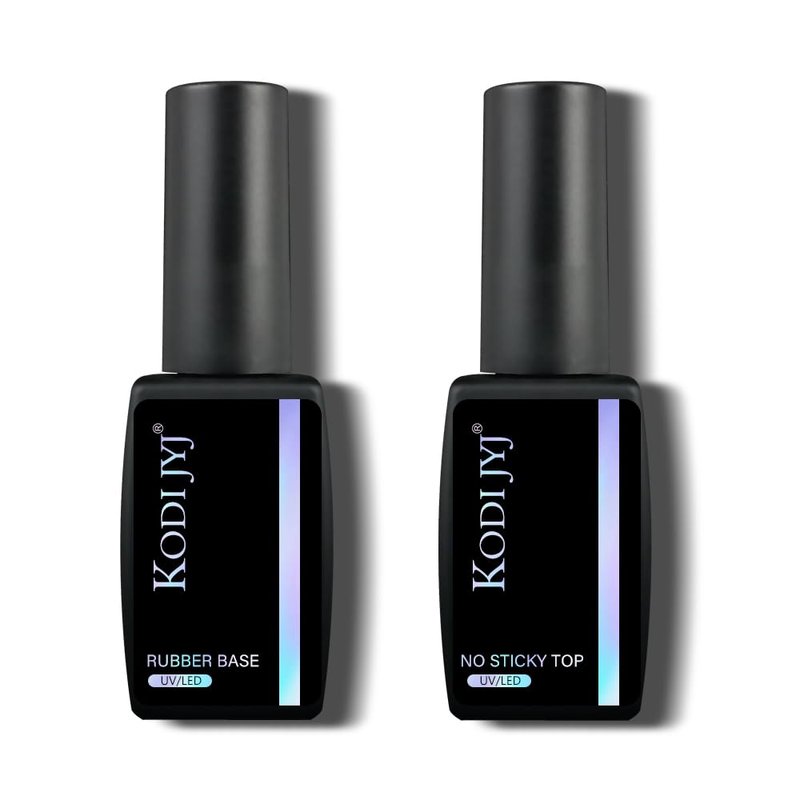 Rubber Base Gel Polish Set - No Sticky Top Coat & Self-Leveling Base | 12ml, Long-Lasting Manicure Gift Box