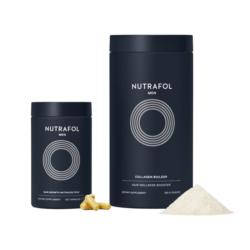 Nutrafol Men's Hair Growth Supplement - Physician-Formulated Collagen Peptides for Thicker Hair | 12 oz Bottle