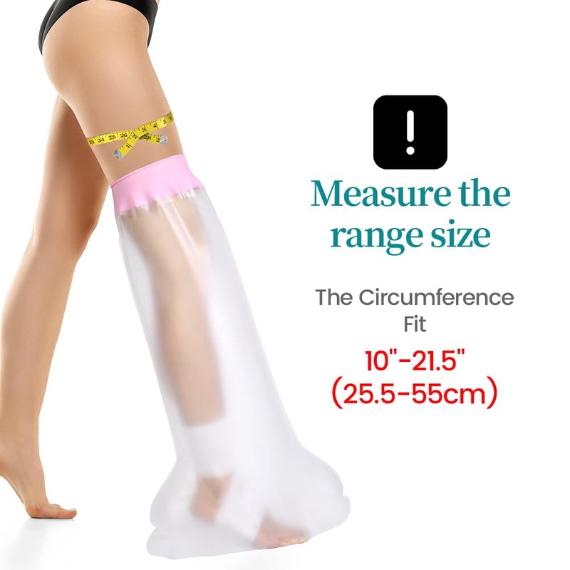 mosago Waterproof Cast Covers for Shower Leg, Soft Comfortable full Leg Protector for Shower Adult, Keep Wound/Bandage Dry Bath, Broken Legs/Knee/Foot/Ankle, Reusable Wound Care Supplies (Pink)