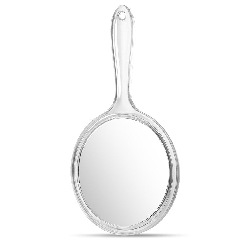 Dimeho Handheld Mirror 4.5 Inch Double-Sided Hangable Hand Mirror Acrylic Round 1X/2X Magnifying Mirrors with Handle Hand Held Wall Mount for Makeup Salon Home Barber Shaving Travel Women Men