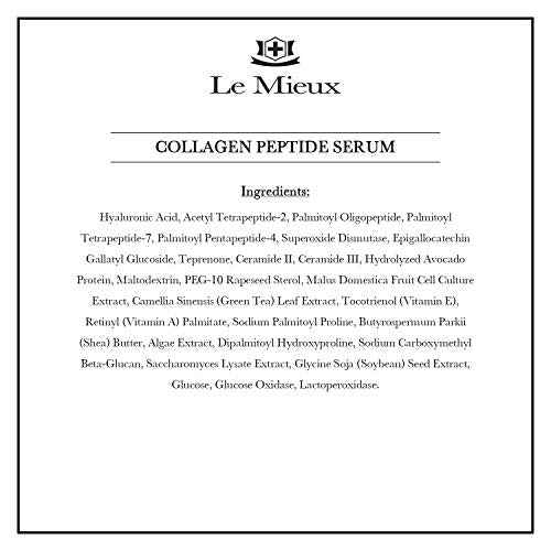 Le Mieux Collagen Peptide Serum - Concentrated, Creamy Anti Aging Face Serum with Skin Contouring Peptides & Moisturizing Hyaluronic Acid, No Parabens or Sulfates (1 oz / 30 ml)