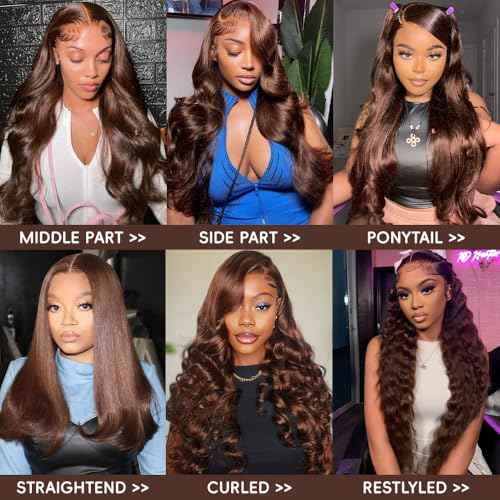Chocolate Brown Lace Front Wig Human Hair Body Wave Lace Front Wigs Human Hair Pre Plucked 200% Density Frontal Wigs Human Hair 13x4 Brown Wig 30 Inch Lace Frontal Wig