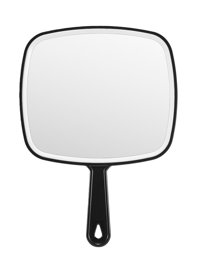 BEFUI Extra Large Handheld Mirror，Hand Salon Mirror with Handle for Barbers, Hairdressing (Black，12.4" Lx 9" W)