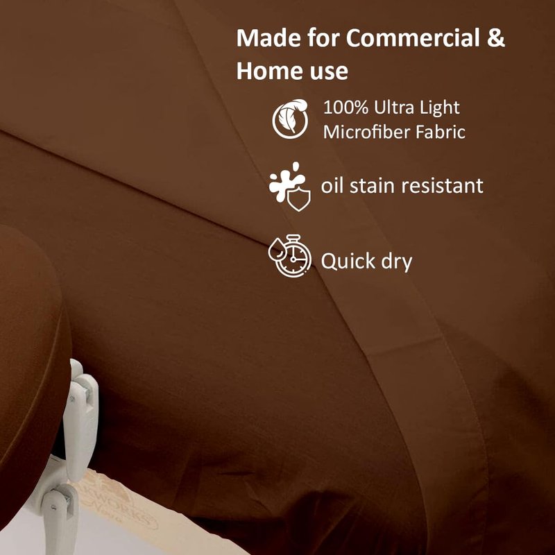 Cottingon 3 Piece Massage Table Sheet Set - 100% Brushed Microfiber, Fits 36" x 77" | Chocolate Color