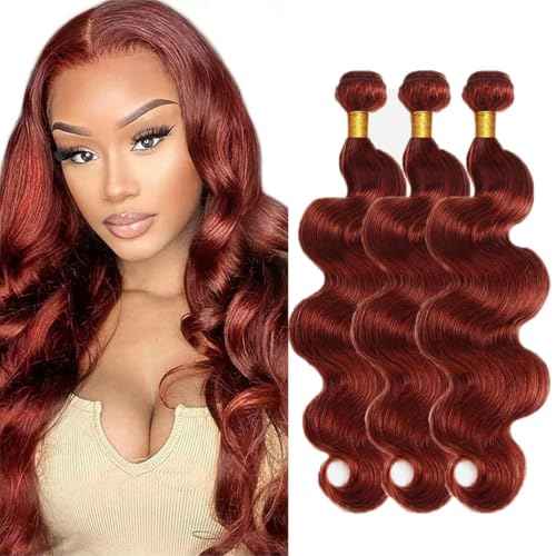 Color #33 Bundles Human Hair Reddish Brown Body Wave 3 Bundles 30 32 34 Inch Unprocessed Brazilian Virgin Copper Red Body Wave Human Hair Extensions