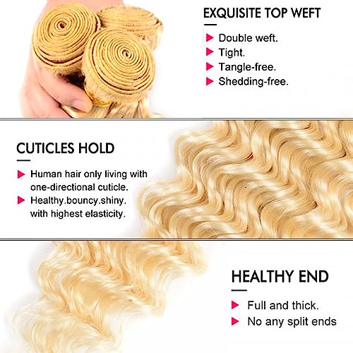 613 Human Hair Bundles Blonde Kinky Curly Bundles 613/27 Human Hair Bundle 20 22 24 inch Honey Blonde Bundle 300g