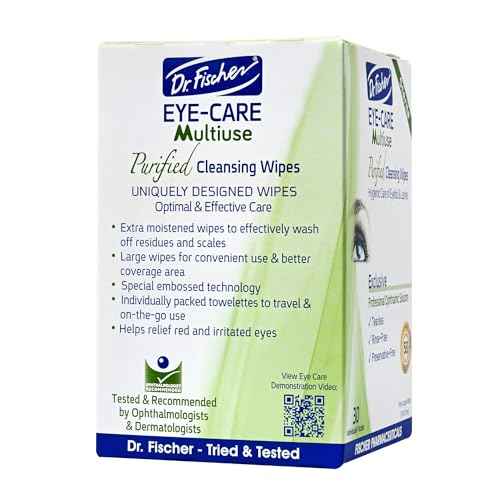 Dr. Fischer Eye Wipes - Hypoallergenic Eyelid Wipes for Everyday Eye Cleansing and Gentle Makeup Remover. (6 packs of 30 wipes each)