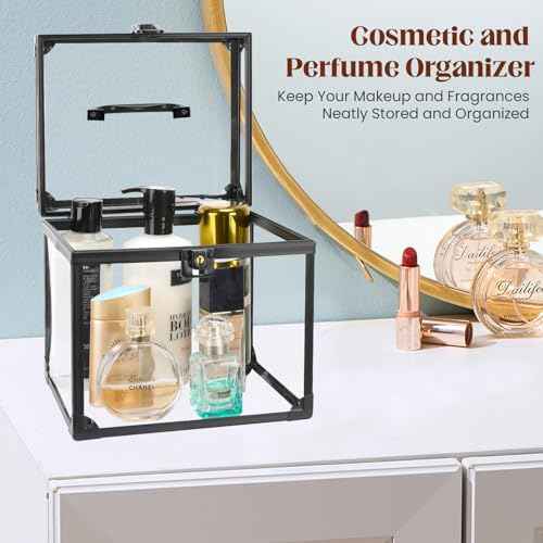 Crown Box 7.9 x 6.7 x 7.5inch, Clear Makeup Case,Cosmetic Organizer, Large Capacity Transparent Acrylic Artists Display Case for Vanity,Bathroom Counter or Dresser