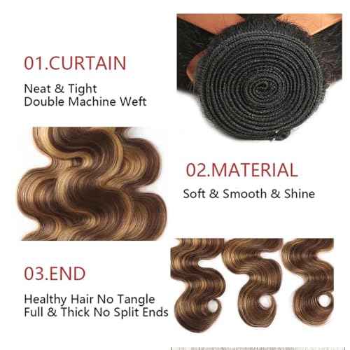 30 32 34 inch LadrXadr #27 Human Hair Bundles 4/27 Body Wave Bundle Ombre Human Hair Bundle Highlight Color