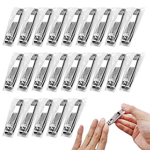 Individually Wrapped Nail Clippers Stainless Steel Fingernail Clippers Bulk, Sturdy Toenail Clippers Thick Nail Tip Cutter Trimmer for Homeless/Men and Women/Hotel 6.8cm X 1.2cm (Set of 50)