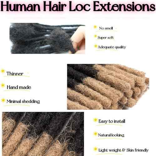 0.6 cm Thickness 14 Inch #T1B/27 30 Strands 100% Real Human Hair Dreadlock Extensions for Men and Women. Handmade for Full Head, Can Be Dyed and Bleached. Dreadlocks Bulk Permanent Locs