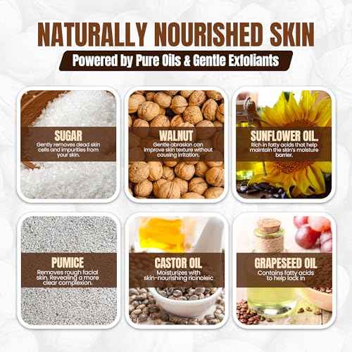 Walnut Face Scrub for Men ? Gritty Exfoliating Facial Cleanser with Natural Oils Walnut Powder, Deep Clean, Clears Pores, Smooths Texture, Helps Men's Acne-Prone Skin ? Non-Comedogenic, Cruelty-Free