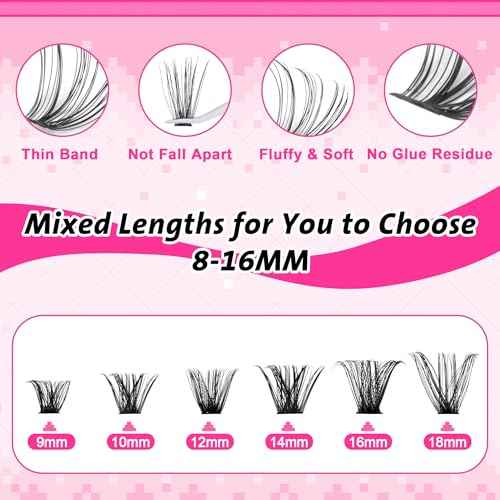wiwoseo Cluster Eyelash Extensions 560pcs Lash Clusters Wipsy Cluster Lashes D Curl Eyelashes Clusters Individual Lashes DIY Lash Extensions Cluster Lashes Natural Look Eyelashes Clusters (8-16MM)