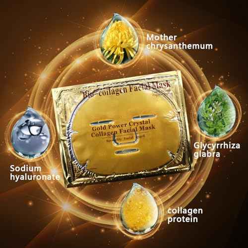 15PCS Collagen Facial Masks - Skin Care Hydrating Face Sheet Mask with Hyaluronic Acid & Hydrolyzed Collagen Mask for Deeply Moisturizing & Anti Wrinkles & Refreshing Skin,24K Gold