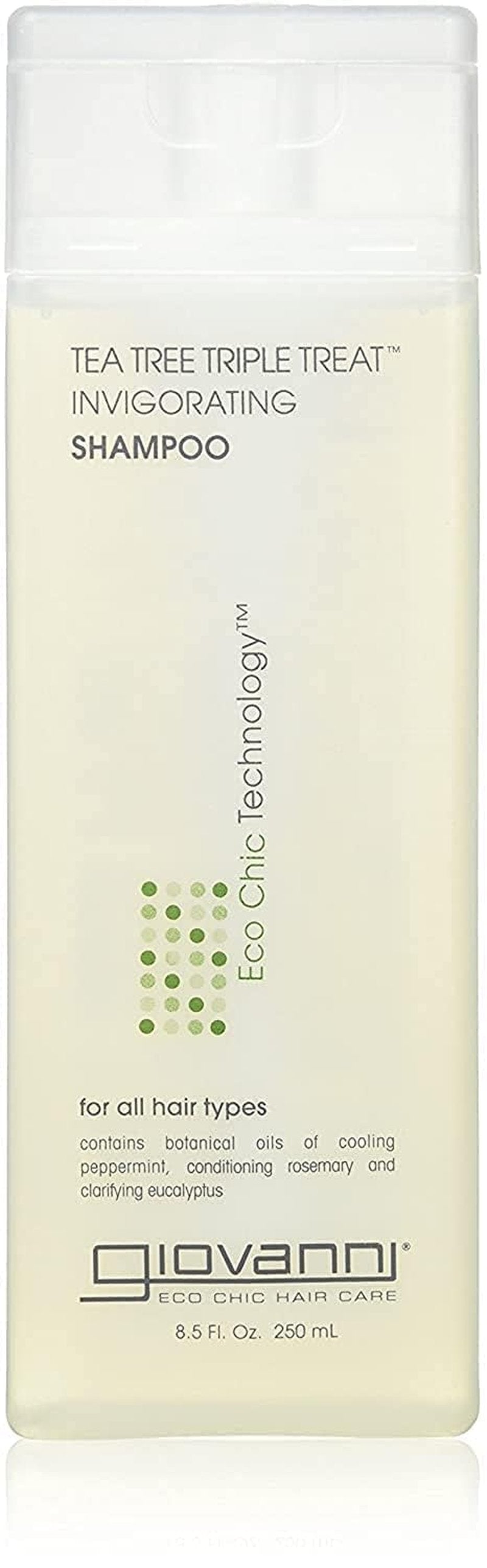 GIOVANNI Tea Tree Triple Treat Invigorating Shampoo - Cooling Peppermint, Eucalyptus & Rosemary, Helps Strengthen & Rejuvenate Hair & Scalp, Salon Quality, Paraben Free - 8.5 oz (1 Pack)
