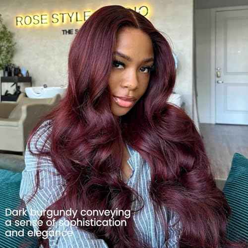 ALHER 99j Dark Burgundy Body Wave Single Bundle 26 Inch, 12A Burgundy Bundles Human Hair Sew In Weave for Black Women, Soft Thick Wine Red Colored 100% Unprocessed Virgin Remy Hair