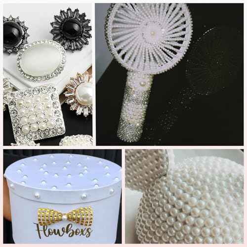 14000 Pcs Flat Back Pearls for Crafting with B7000 Glue White Half Pearl Beads for Jewelry Making Beads for Nails Party Face Clothes Shoe Balloon Birthday Decorations Cup DIY 2/3/4/5/6/8mm