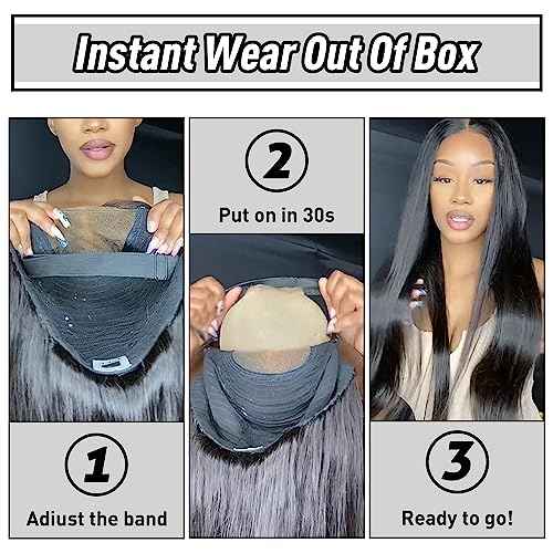 Wear and Go Glueless Bob Wig Human Hair Straight, 6x4 Pre-Cut HD Lace Glueless Wigs Pre-Plucked, Transparent Lace Front Closure Wigs for Women 180% Density 12 inch