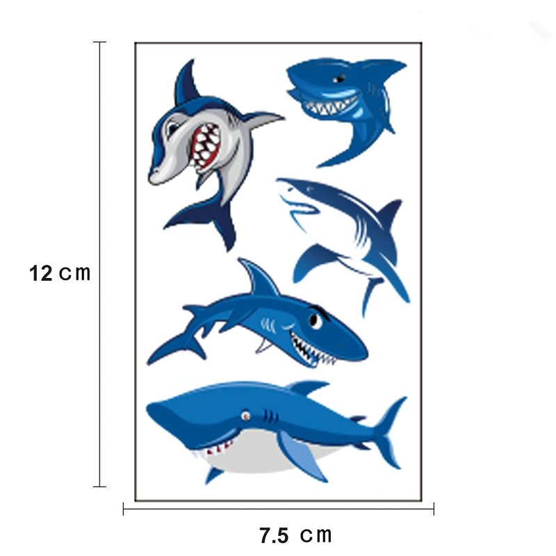 Skiennix 54Pcs Shark Temporary Tattoos - Fun Under Ocean Fish Designs for Parties & Rewards