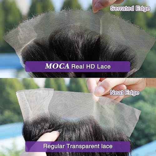 13X4 Frontal HD Lace 16 Inch, SKINLIKE Lace Frontal Only,0.095mm Ultra-thin Invisible Real Swiss Lace Straight RAW Virgin Human Hair Single Knot Pre-Plucked with Baby Hair