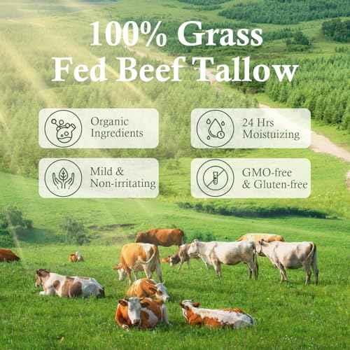 Beef Tallow for Skin, Beef Tallow, Tallow and Honey Cream, Grass Fed Beef Tallow, Whipped Beef Tallow for Face Moisturizer for All Purpose with Raw Honey Tallow Balm 150 Gram(5.3oz)
