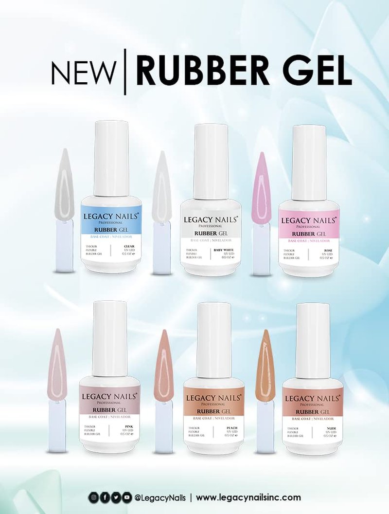 Professional Rubber Gel Base Coat - UV-LED Thick Flexible Builder | 0.5 fl oz Clear