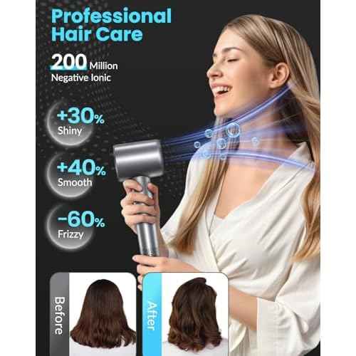 Hair Dryer, 110000 RPM Professional Ionic Blow Dryer with Brushless Motor for Fast Drying, Thermo-Control Quiet Compact Hair Blow Dryer with Magnetic Diffuser for Curly Hair for Home Travel Salon