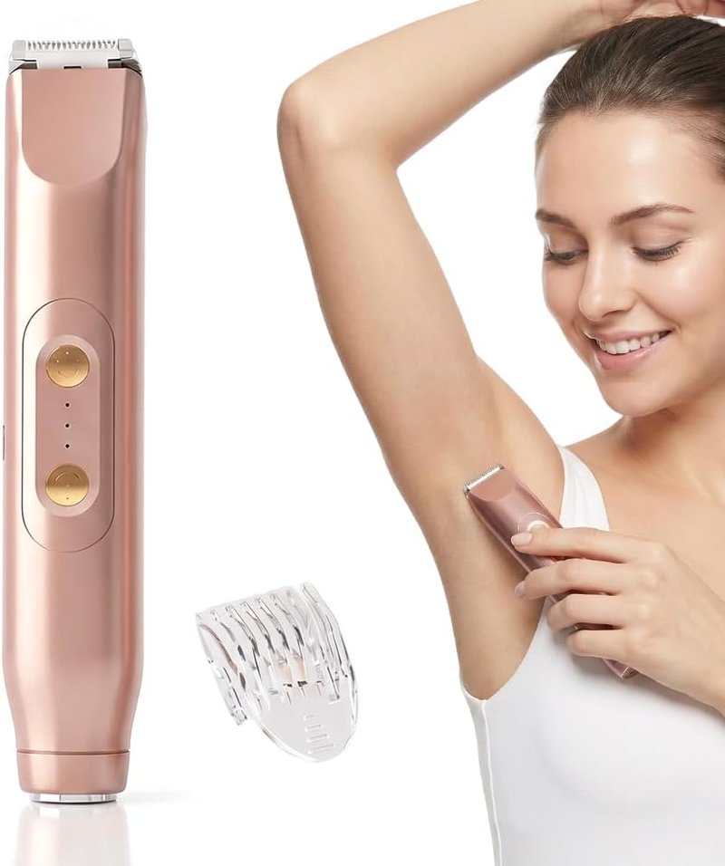 Bikini Trimmer for Women - 2-in-1 Painless Electric Hair Removal Shaver | Waterproof Dual Head Design (Brown)