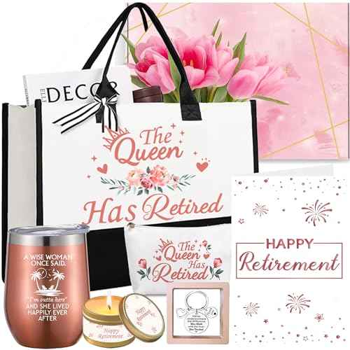 Crenics Retirement Gift for Women, Happy Retirement Gifts for Coworker, Friends, Boss, Teachers, Nurses, Mom, Grandma Retirees, Best Retired Gifts with Tote Bag Set
