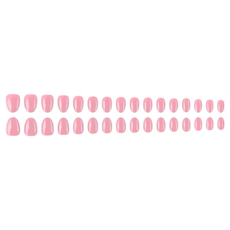 Nude Pink Press On Nails - 32 Pcs Short Oval Acrylic Set | Glossy Full Cover Stick-On for Manicure
