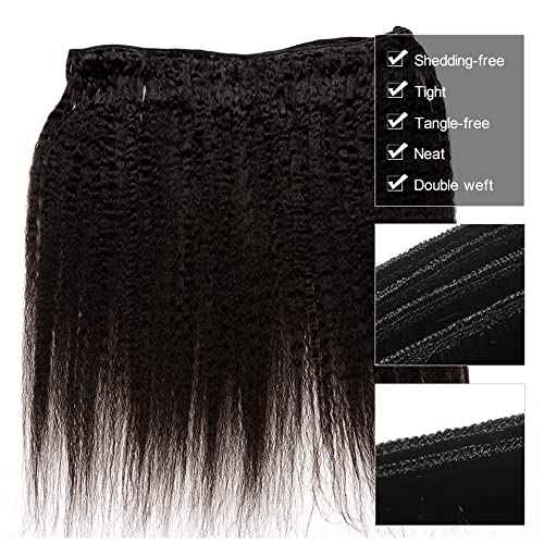 Natural Black Kinky Straight Bundles Human Hair Yaki Bundle 20 22 24 inch Brazilian Remy Yaki Straight Human Hair Bundle
