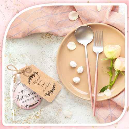 Tradder 100 Sets 2.76 Inch Inspirational Compact Mirrors Bulk Small Purse Pocket Makeup Pink Mirrors Quinceanera Party Gifts Christmas Employee Appreciation Gifts Set for Women Coworker (Awesome)