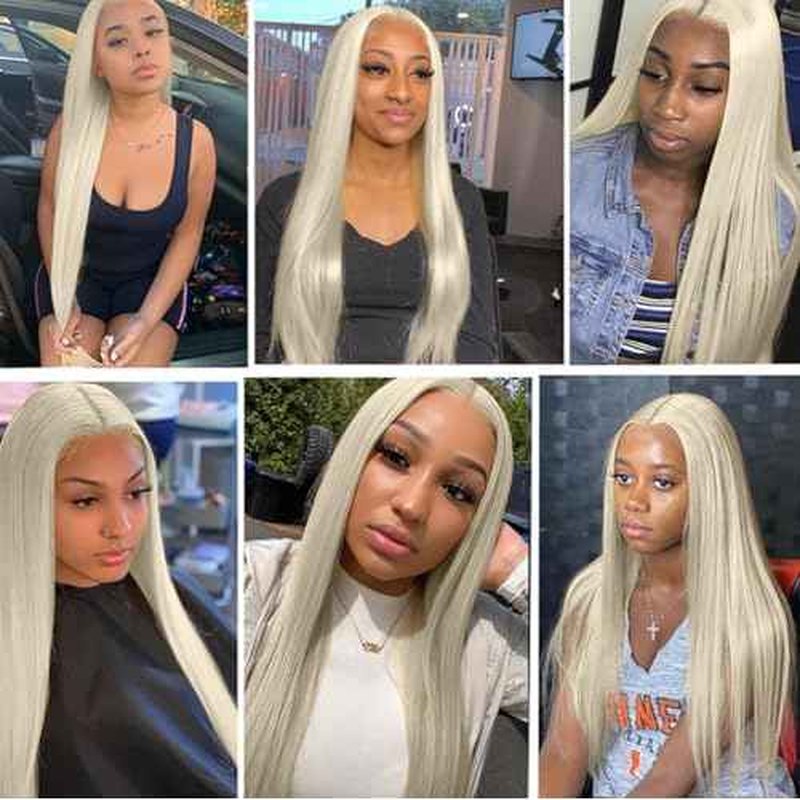 #88 Platinum Blonde Bundles Human Hair Straight Bundles 14 14 14 Inch Platinum Blonde Straight Bundle Unprocessed Brazilian Virgin Weave Hair 3 Bundle 50 Gram Per Bundle