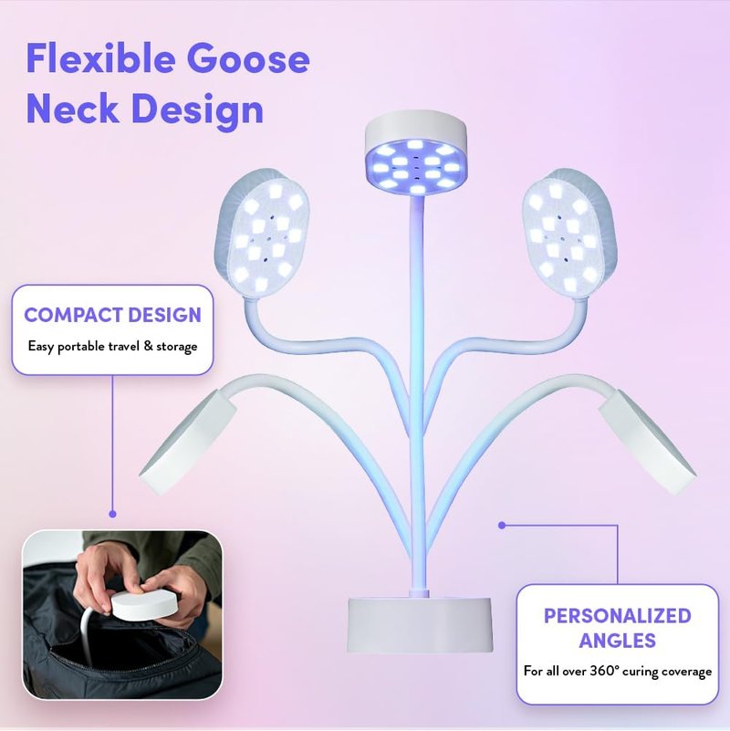 Rechargeable LED Mini UV Nail Lamp - 36W Cordless Gel Polish Dryer with 4 Timers & Auto Sensor | Portable Gooseneck Design for Home Manicure & Pedicure