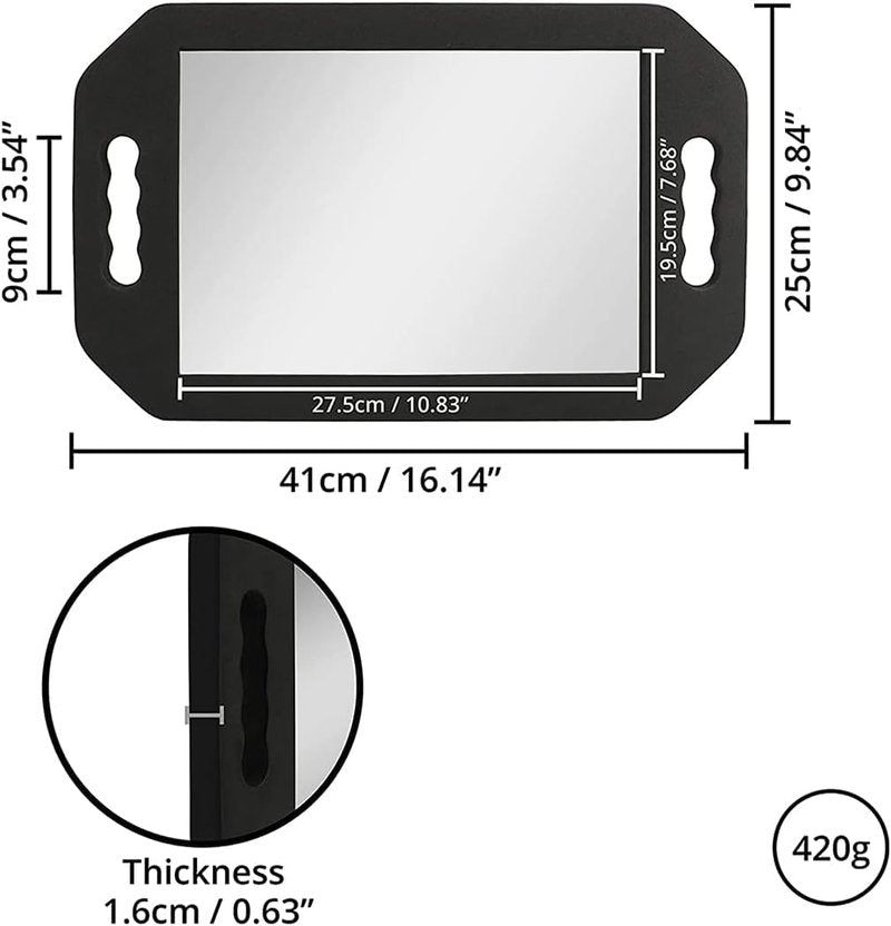 Large Rectangular Handheld Mirror - Double Handle Lightweight Salon Tool | Perfect for Hairstylists & Barbers