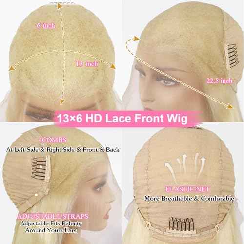 613 Lace Front Wig Human Hair 200 Density 13x6 HD Lace Front Wigs Human Hair Body Wave Blonde Wig Human Hair For Women 20 Inch Blonde 13x6 HD Lace Frontal Glueless Wigs Human Hair for Women