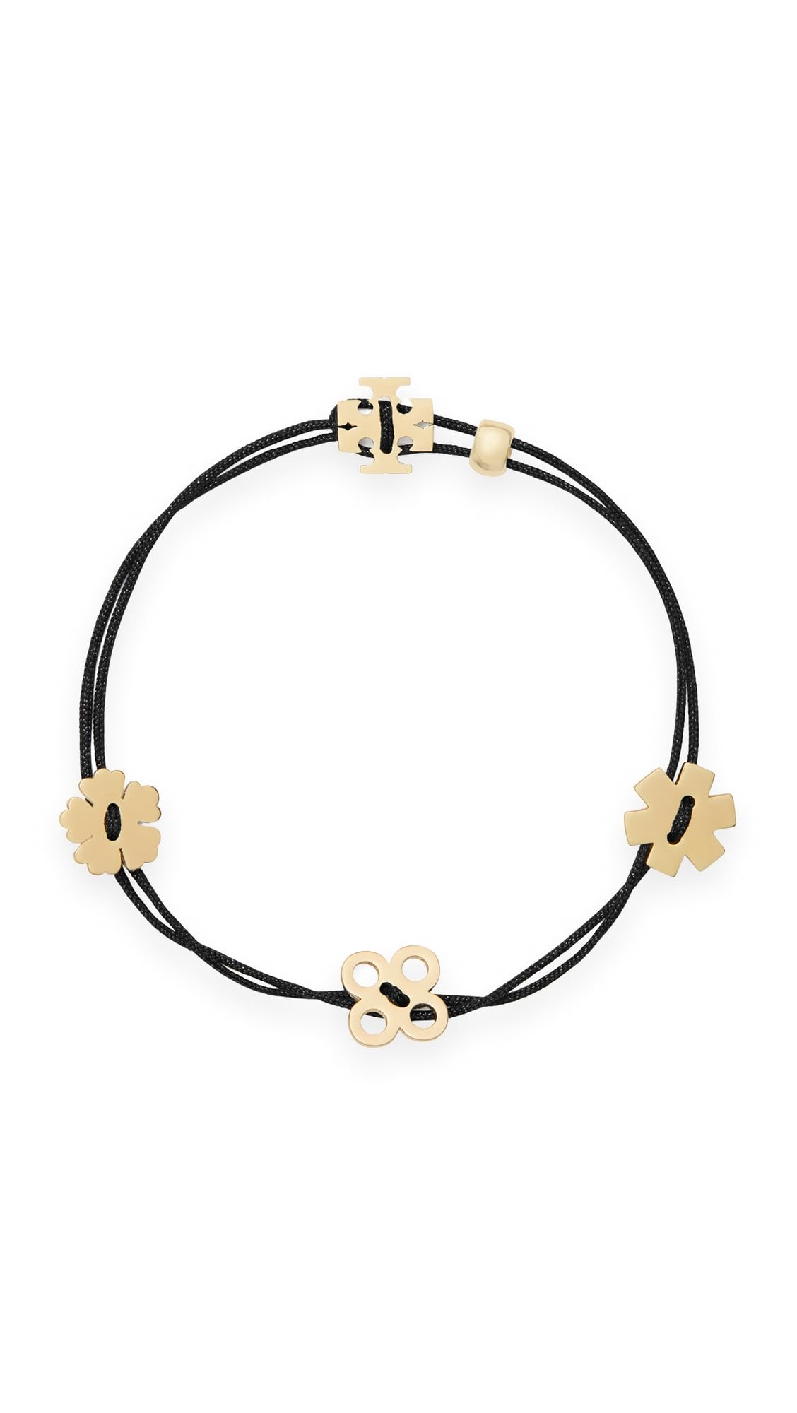 Tory Burch Women's Clover Cord Bracelet, Black/Tory Gold, One Size