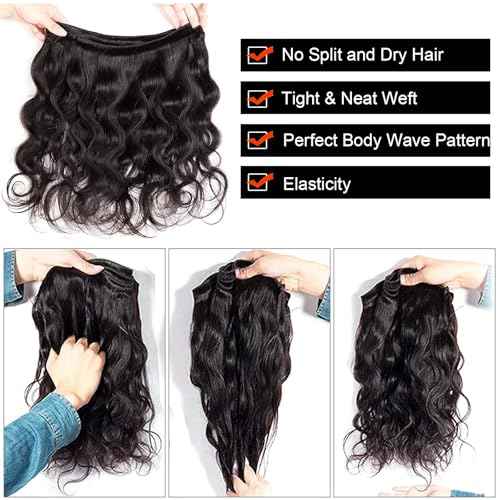 12A Human Hair Bundles 18 20 22 24 Inch Body Wave Bundles Human Hair Unprocessed Brazilian Virgin Raw Remy Hair 4 Weaves Bundles for Women Natural Color
